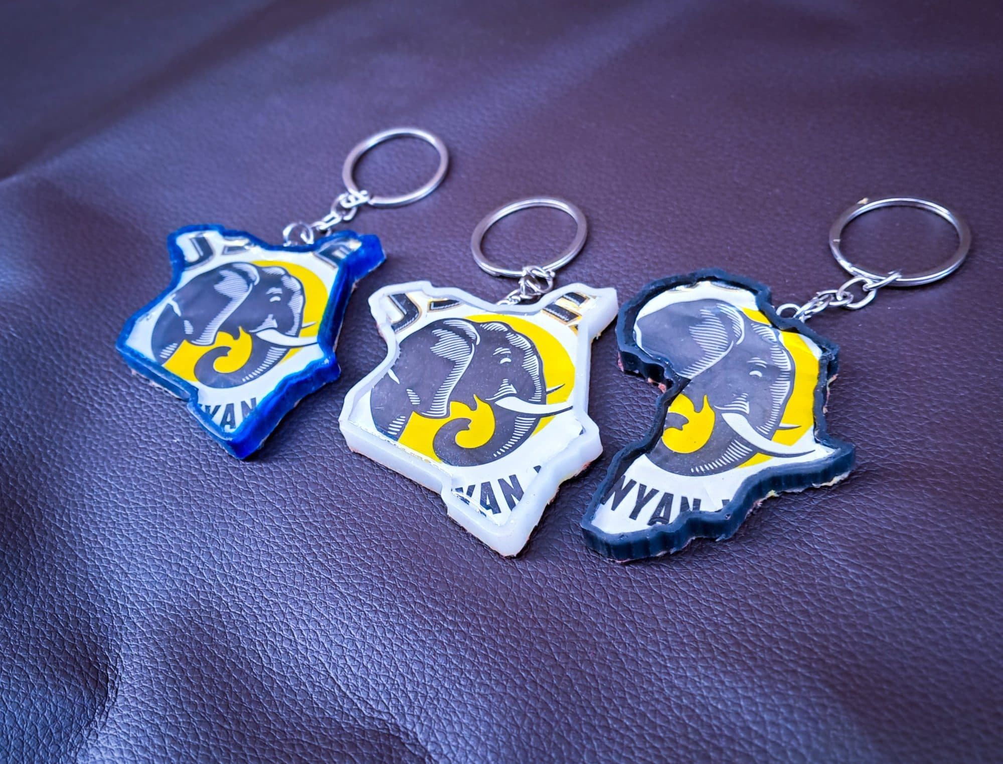 Aluminium Accents with leather backing Keyring